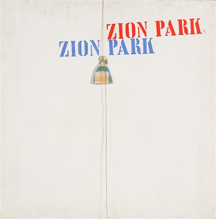 PAOLO BARRILE 1925 Zion park, 1991 Acrilico su tavola e inserto di corda,...