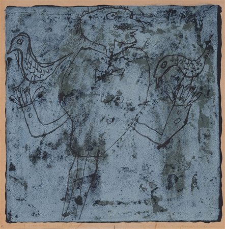 JEAN DUBUFFET 1901 - 1985 L'Oseleur, 1950 Multiplo, litografia, cm. 21 x 21...