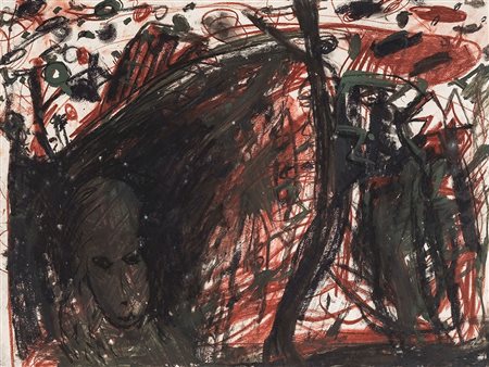 GUNTER DAMISCH 1958 - 2016 Senza titolo, 1986 Tecnica mista su carta, cm. 42...