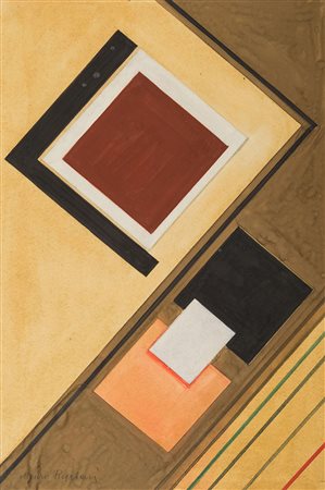 MAURO REGGIANI 1897 - 1980 Composizione, 1960 Tempera su carta, cm. 41 x 26,5...