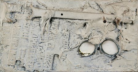 LUCIO DEL PEZZO 1933 Gli occhi del ricordo, 1961 Polimaterico su tavola, cm....