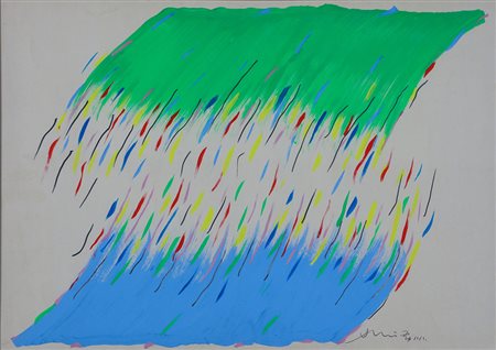 HSIAO CHIN 1935 Sky river, 1988 Smalto su cartoncino, cm. 50,5 x 71 Firmato...