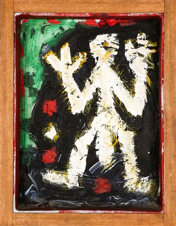 A.R. PENCK 1939 - 2017 Senza titolo, ca. 1990 Olio su box di plastica, cm. 40...