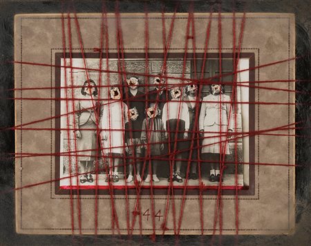 FABIO GIORGETTI 1964 44, 2017 Tecnica mista, fotografia, collage e spago su...