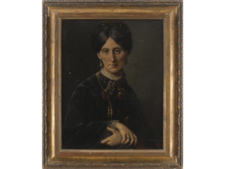 Stefano del Biotto (XIX secolo), Olio su tela,Ritratto di nobildonna 70x55 cm
