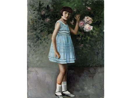 Anonimo (XX secolo), Olio su tela,Ritratto di fanciulla 65x50 cm