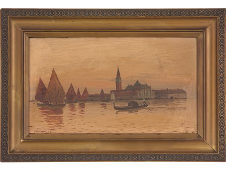 R.Michieli (XX secolo), Olio su tavoletta,Venezia 17,3x30 cm