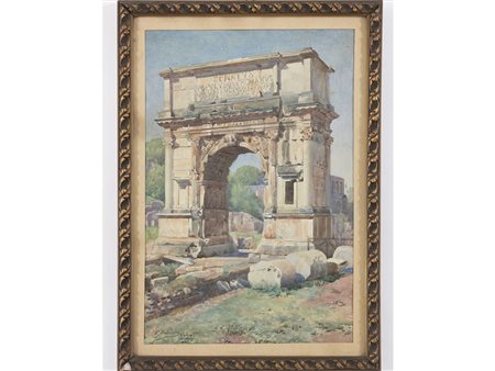 G. Ballesio (XIX secolo), Acquarello su carta,Arco di Tito 54x36 cm