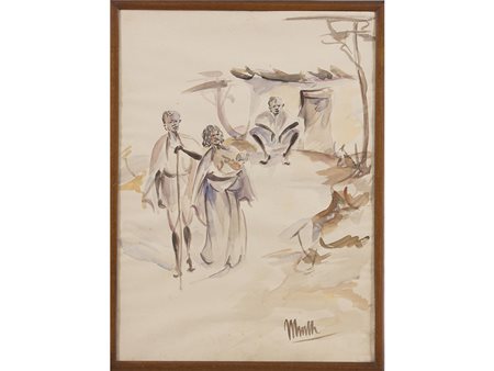 Firma illeggibile (XX secolo), Acquarello su carta,Senza titolo 64x47 cm