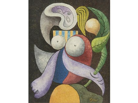 Autore non identificato (XX secolo), Olio su tela,Composizione