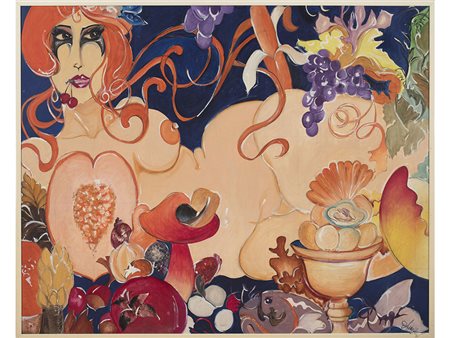 Autore non identificato (XX secolo), Tempera su tela,Senza titolo 123x152 cm