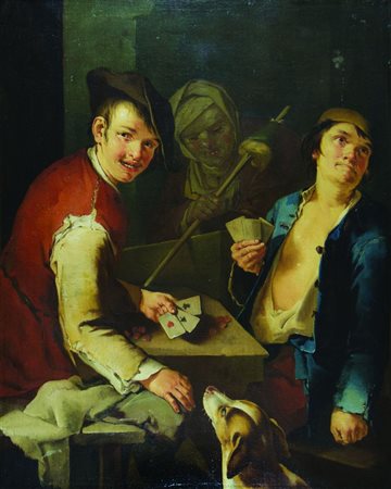 Giacomo Francesco Cipper detto il Todeschini 1664-1735 "Giocatori di carte...