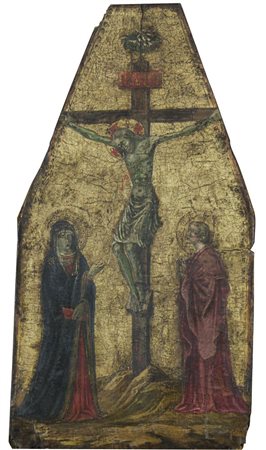 Maestro nei modi del XIV secolo "Crocifissione" cm. 53x28 - tempera su tavola...