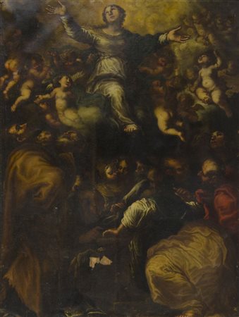 Maestro del XVII secolo "Assunzione della vergine" cm. 162x124 - olio su tela...