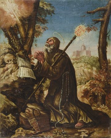 Maestro del XVIII secolo "San Francesco da Paola" cm. 43x34 - olio su tela...