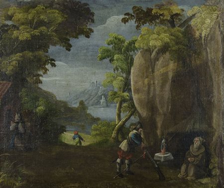 Maestro fiammingo del XVII secolo Due opere ad olio su tela foderata...