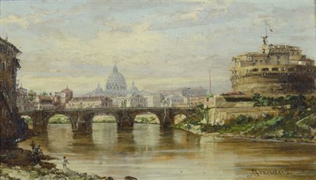 Antonietta Brandeis Miskovitz 1849-Firenze 1926 "Ponte e Castel S. Angelo a...