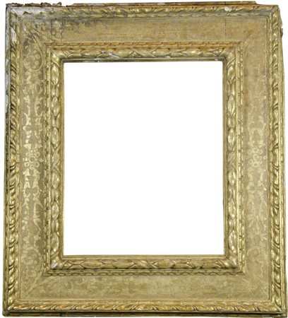 Cornice a cassetta in legno dorato e intagliato. Inizio XVIII secolo. (misura...