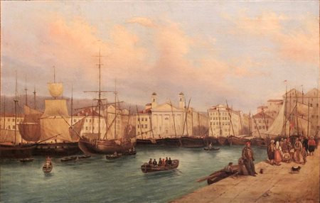 Maestro del XIX secolo "Veduta delle Rive di Trieste" cm. 68x88 - olio su...