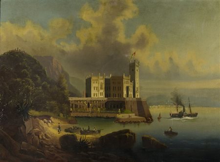 Scuola austriaca II metà XIX secolo "Trieste, il Castello di Mramare" cm....