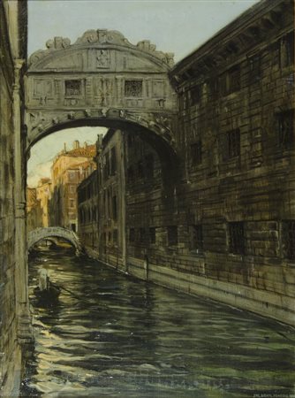 Emil Boehm 1873-1958 "Canale a Venezia" cm. 64x49 - olio su tela Firmato b. a...