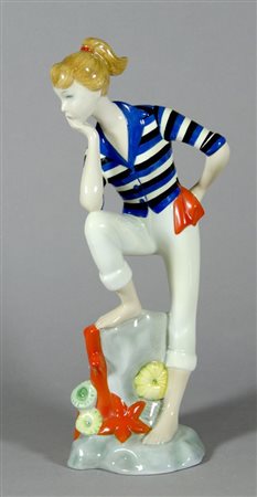 Lenci: scultura in ceramica policroma modello Capri, disegno di F. Giuntoli....