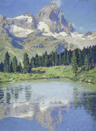 Cesare Maggi Roma 1881Torino 1961 "Giornata di sole sul Cervino" cm. 70x50 -...