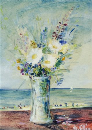 Enrico De Cillia 1910-1992 "Fiori" cm. 40x30 - tecnica mista Firmato b. a d....