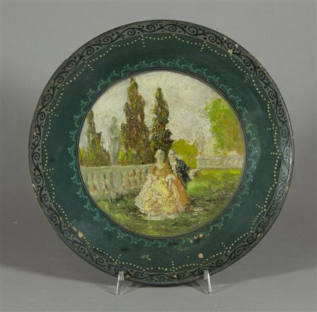 Attribuito a Emma Ciardi 1879-1933 "Scena galante" diam. cm. 31 - piatto...
