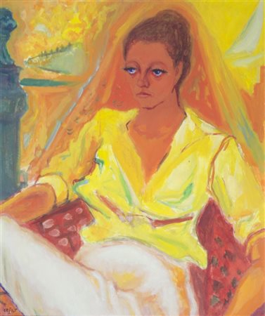 Joze Cesar 1907-1980 "Ritratto di Nada" cm. 60x50 - tecnica mista su...