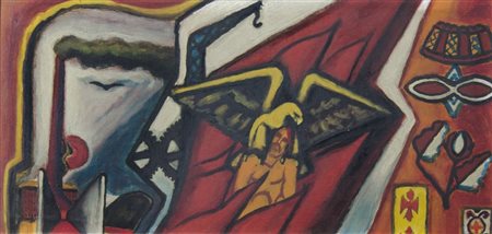 Joze Cesar 1907-1980 "Composizione" cm. 20x40 - tecnica mista su compensato...