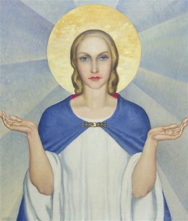 Oscar Hermann Lamb Trieste 1876-Vienna 1947 "Bellezza" cm. 70x60 - olio su...