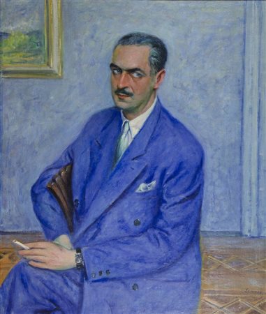 Mario Lannes Trieste 1900-1983 "Modello in posa" cm. 110x95 - olio su tela...