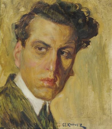 Franco Cernivez 1876-1923 "Ritratto d'uomo" cm. 42x32 - olio su tela Firmato...