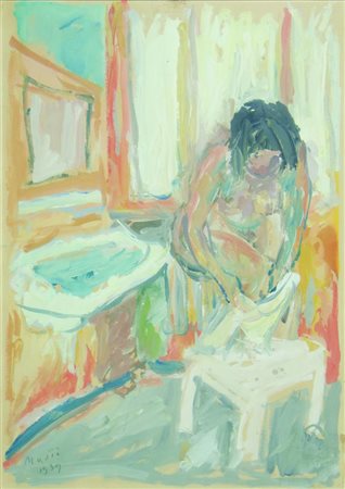 Anton Zoran Music Gorizia 1909-2005 "Modella" cm. 60x42 - tecnica mista su...