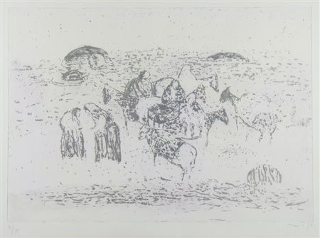 Anton Zoran Music Gorizia 1909-2005 "Cavalli nel paesaggio" cm. 45x60 -...