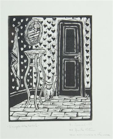 Luigi Spacal Trieste 1908-2000 "Angolo della toeleta" cm. 36x28 - incisione...