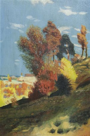 Nande Vidmar 1899-1981 "Paesaggio autunnale" cm. 42x28 - olio su tela Siglato...