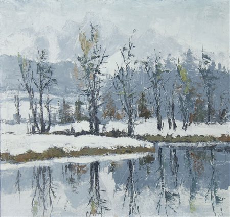 Peter Adamic (?) 1929-1990 "Paesaggio innevato" cm. 45x50 - olio su tela...