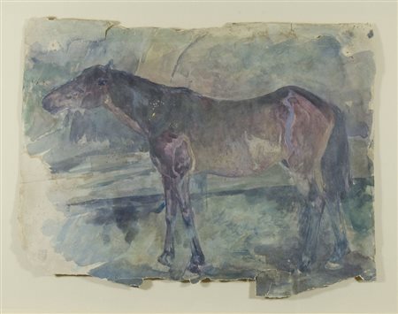 Matej Sternen 18701-1949 "Cavallo" cm. 40x50 - acquerello su carta Timbrato...