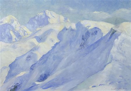 Rajko Slapernik 1896-1975 "Montagne innevate" cm. 45x65 - olio su tela...
