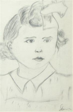 Matej Sternen 1870-1949 "Bambina" cm. 34x22 - disegno su carta Firmato b. a s.