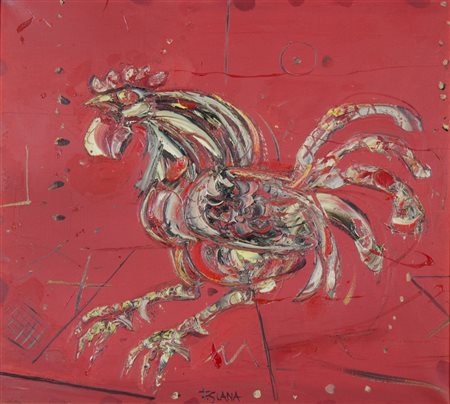 France Slana 1926 "Gallo" cm. 44x48 - olio su tela Firmato b. al centro.