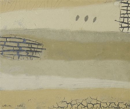 Tone Lapajne 1933-2011 "Composizione" cm. 48x57 - pigmenti su tela Firmato b....