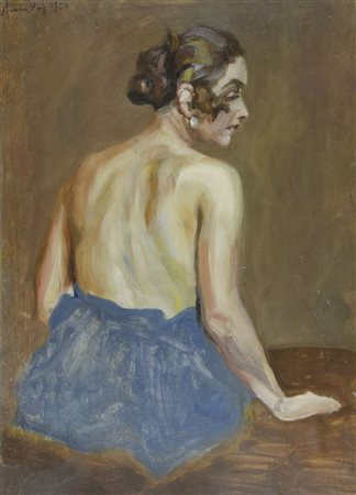Marion Wulz 1905-1991 "Modella di schiena" cm. 70x50 - olio su cartone...