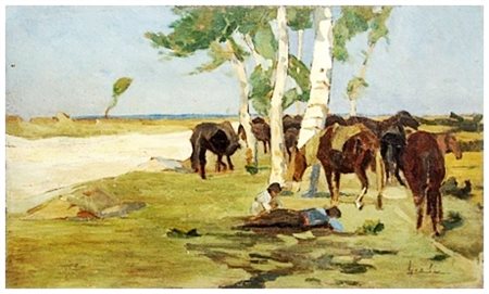 LUIGI GIOLI San Frediano a Settimo 1854 – Firenze 1947 Senza titolo Olio su...