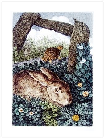 ENZO BELLINI Santa Sofia 1932 La lepre e la testuggine Serigrafia...