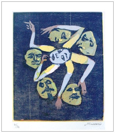 MINO MACCARI Siena 1898 – Roma 1989 Senza titolo 1974 Linoleumgrafia a colori...
