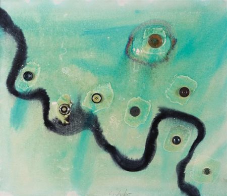 Sergio Dangelo Pleurs, serpenti 1973 olio e applicazioni su tela 70x80...