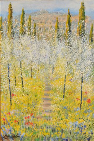 Michele Cascella colline di Portofino olio su tela 91x61 1972 autentica...